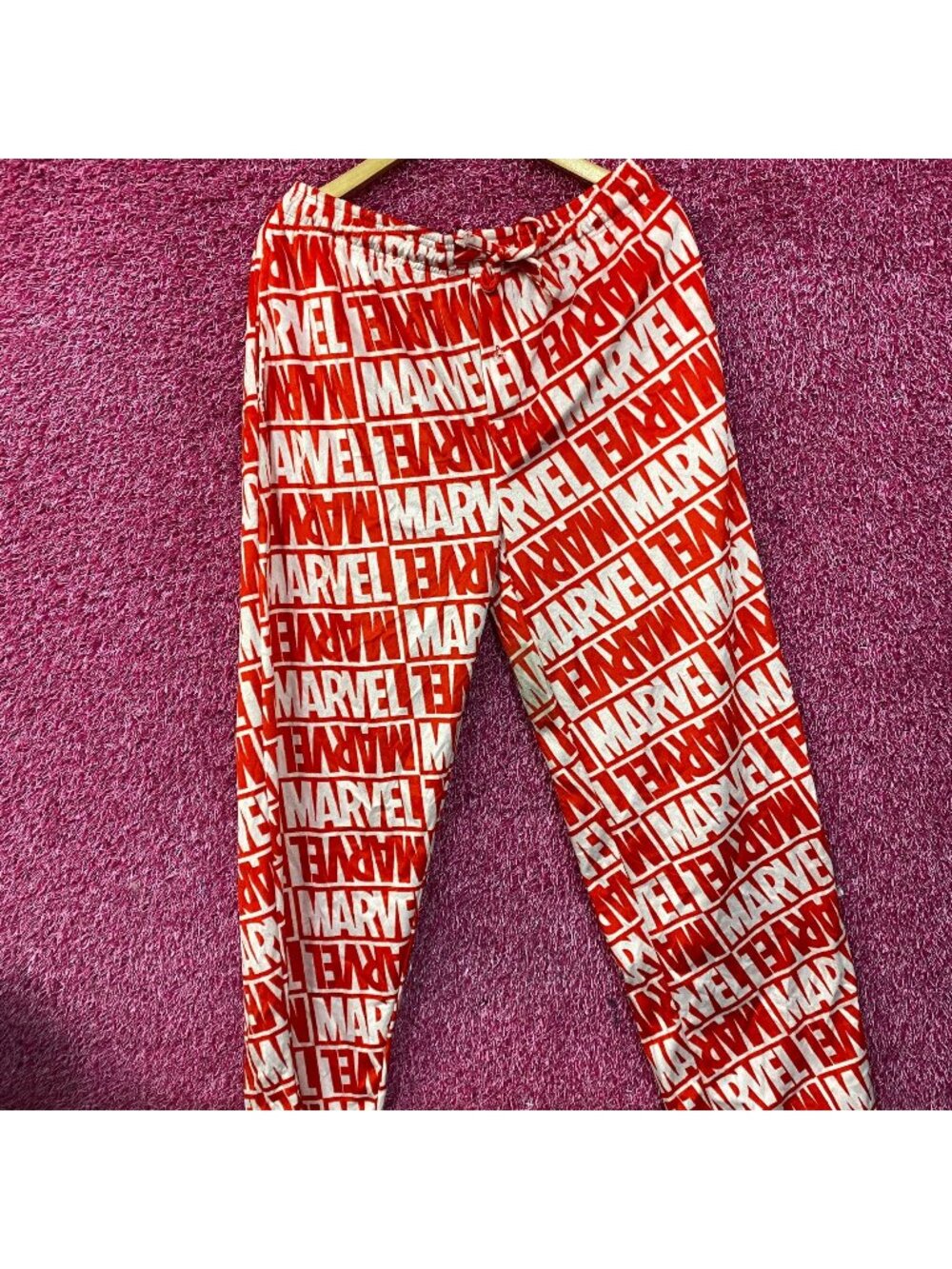 Marvel Logo All Over Red Fleece Sleep Pants XL